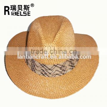 fashion paper panama hat with ribbon decoration promotional