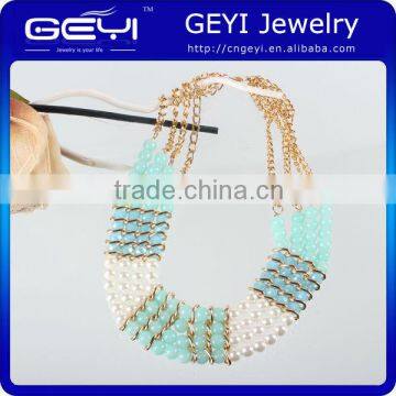 2014 Fashion Beaded Necklaces, Metal Chain Necklaces