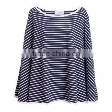 Full Coverage Nursing Cover for Breastfeeding Luxurious, Soft Breathable Cotton in Poncho Style Navy Stripe