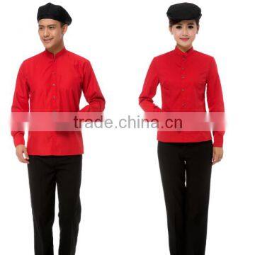 Custom Made Unisex Bar Waitress Round -neck Long Sleeve Work Shirt and Pant With Fashion Apron photo-2