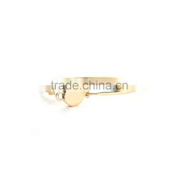 Gold tone engravable gold charm bangle with open clasp