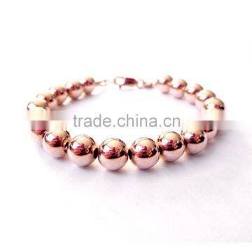 Stainless steel women rose gold plated round bead bracelet rosary bracelet