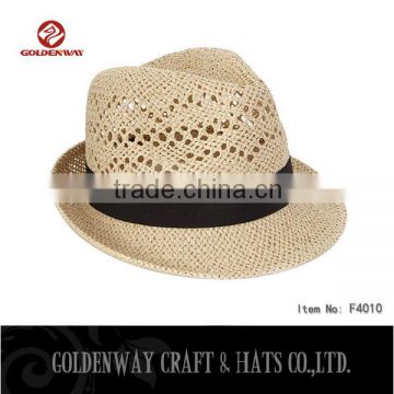 Paper Straw Fedora Hat With Customized Logo