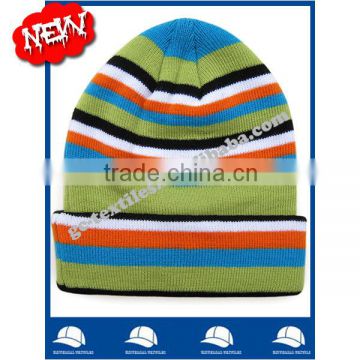 hot sale new product for 2014 Wholesale china manufacture OEM CUSTOM LOGO stripes winter baby children beanie hat and cap