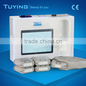 Portable Hifu Ultrasound Skin Tightening Machine High Focused Ultrasonic For Salon Use With Five Heads Nasolabial Folds Removal