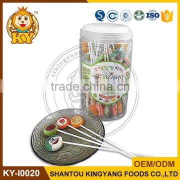 Colorful Fruity Pattern Flat Lollipop