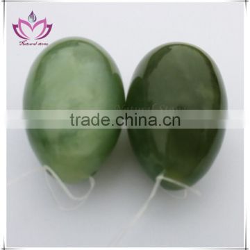 3/set kegel exercise trainer dark green jade eggs with drilled hole vaginal exercise jade eggs for sale