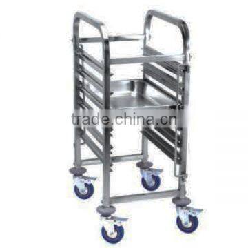 Single-line 6 trays Stainless steel Gastronorm Rack Trolley