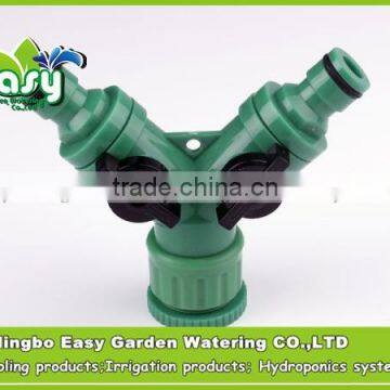 Faucet Y connector with double shut-off valve..Automatical garden irrigation