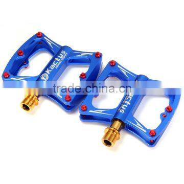 2Pcs Kactus KTPD - 09 Bike MTB Flat Pedals Gold-plating Titanium Spindle CNC 3 Bearings Footrest Ultralight Non-slip Bike Pedals photo-2