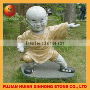 Lovely Little Monk Blow Air Marble Stone Statue photo-3