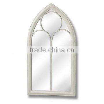 Antique White Gothic iron window mirror