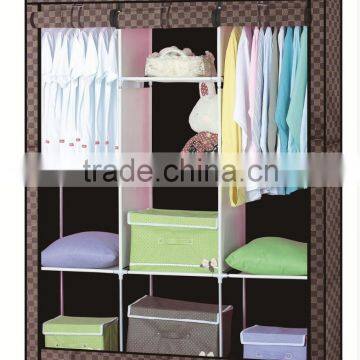 Folding Fabric Portable Bedroom Wardrobe With Metal Frame Big Size photo-3