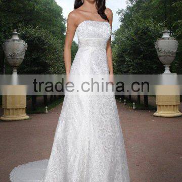 Classic Strapless Taffeta Appliques Sequin Wedding Dress