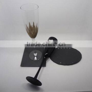 10X10CM Hand Cut Polished Small Black Polished Granite Coaster photo-5