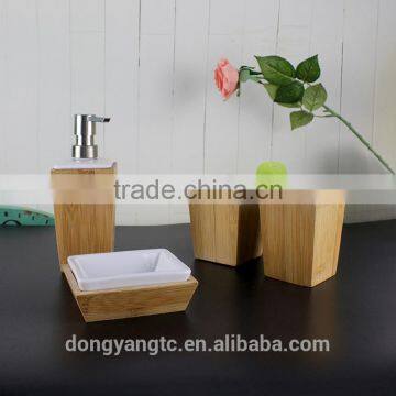 Factory Direct 4 Pcs Ceramic Bathroom Set With Wooden Cover