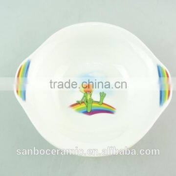 3 Pcs White Porcelain Decal Dinner Set for Kids in Stock photo-2