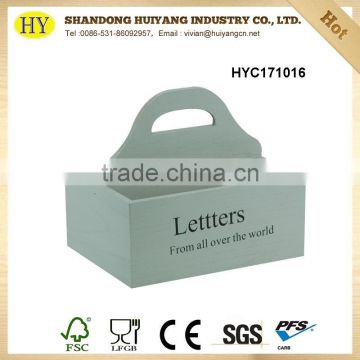 Wholesale letter storage holder small wooden boxes with handle