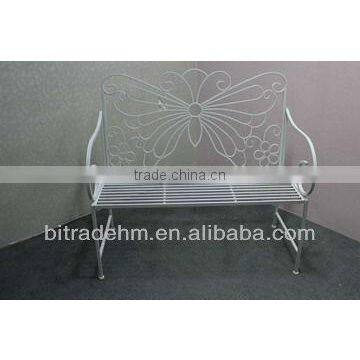 metal white butterfly garden bench