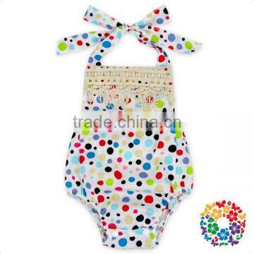 Baby Boutique Outfit Tassel Fringe Floral Bubble Romper photo-3