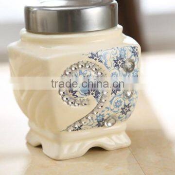 Ceramic Canister Set Stainless Metal Stand photo-4