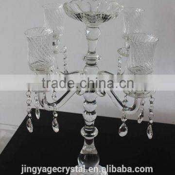Jingyage Crystal Candelabra Wedding Centerpieces Glass Candelabra Wedding photo-3