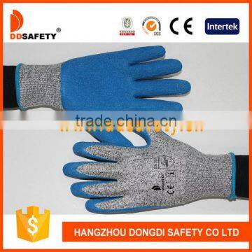 DDSAFETY China supplier Blue latex crinkle Glove Cut Resistance Glove