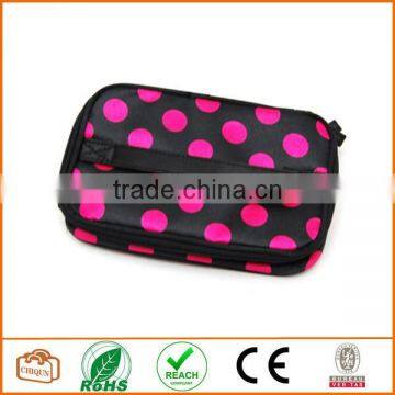Double Layer Cosmetic Bag Black With Pink Dot Travel Toiletry Cosmetic Makeup Bag Organizer With Mirror photo-5