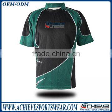 OEM rugby jersey 100% Polyester Cheap Rugby Shirt Sublimated Rugby Uniform