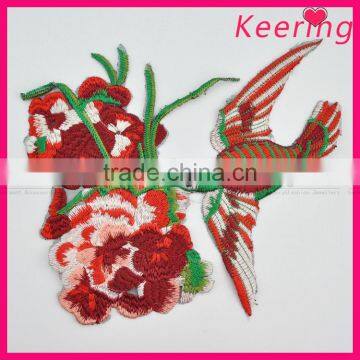 3D Bird Flower Embroidery Patch for Clothing WEF-535 photo-2