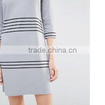 Shift Dresses, Loose Casual Short Sleeve Stripe Fashion Dress photo-3