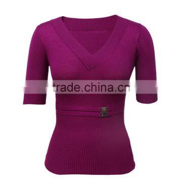 Customized Size OEM Service Women'S V Neck Sweater