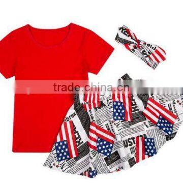 2016 China Product and Low Price Wholesale Pleated Skitrs Set With Top and Skirt and Headband for 6months -8years Baby Kids photo-2