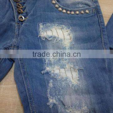 GZY Cheap Woman Fashion Stocklots Women Scratch Jeans Factory photo-6