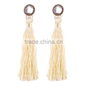 Bohemian Jewelry Big Crystal Gems With Tassel Drop Earrings for Women photo-2