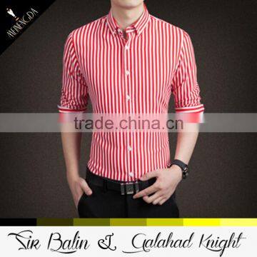 OEM Custom Wholesale Fitness Slim Fit Rayon Polyester Cotton Stripe Shirt Designs for Men photo-2