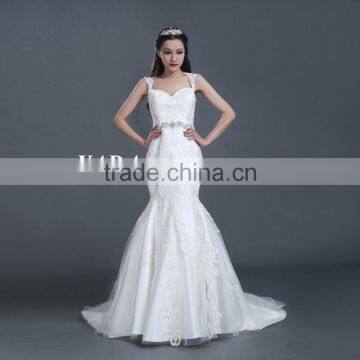 White color sleeveless high quality fashion dress for wedding