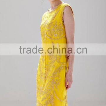 A-Line Neck Design Shinny Gold Ladies Casual Slim Fashion Dress With Zipper Black SR-D9789 photo-3