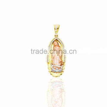 three tone plated mother mary pendant