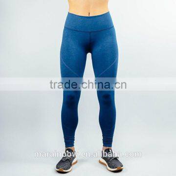 2017 New Arrival Yoga Leggings Blue Cotton Elastane High Waist Leggings Panel Workout Tights Fitness Leggings