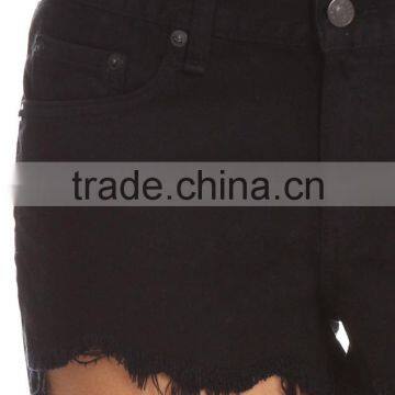 2016 Boutique Damaged Denim Shorts ,black Denim Shorts Women ,sexy Denim Shorts for Custom and Wholesale photo-2