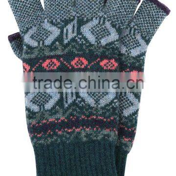 Fancy Kintted Jacquard Cashmere Mitten Gloves Half Finger Gloves photo-2