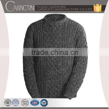 Popular Drop Shoulder Winter Cable Knit Pure Wool Sweaters for Men photo-3