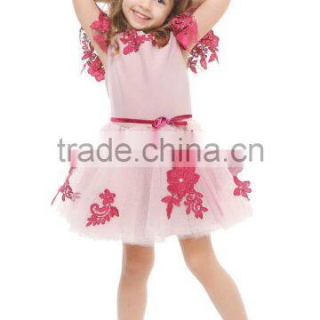 Latest 2016 Fuchsia Tulle Embroidered Dress Mother and Daughter Sets Family Matching Outfit Mommy and me Dress Sets photo-2