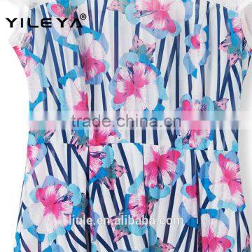 Sexy Cute Colorful Floral Pattern Printed Latest Summer Fashion Blouses Shirts, Patterns of Summer Blouses,korean Summer Blouses photo-6