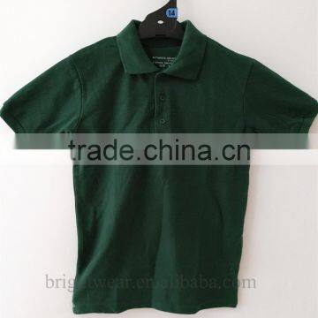 Pique school uniform polo shirt with short sleeve and rubber printing