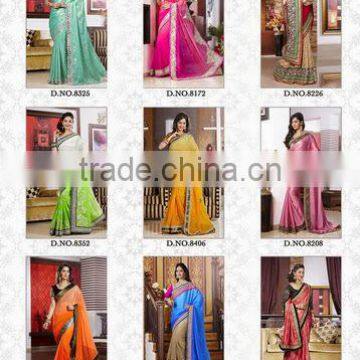 Entracing Multi Designed Sarees Collections With Embroidery Work Blooming Bliss Designer Sarees Collections
