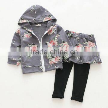 Spring Casual Style Full Flower Printing Cotton Girls Clothing Sets photo-5