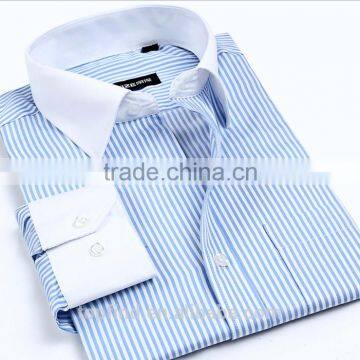 European & American fashionable style white collar & cuff men's dress fitness shirt with long sleeve