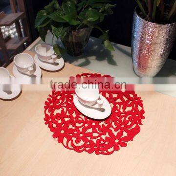 Top Quality Wholesale Price 30x30cm Colorful Modern Round Laser Cut Flower Felt Placemats Kitchen Dinner Table Mats 8 Colors photo-3